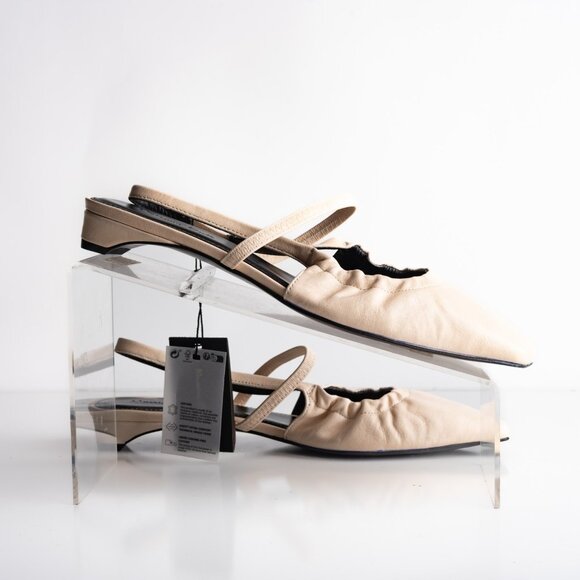 Massimo Dutti Women Leather Slingback Ballet Flats Ivory US 7.5 EU 38 NWT - Picture 7 of 8